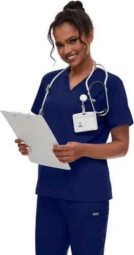 Miniatura 6 de niaahinn Conjunto de uniforme médico para mujer con cuello en V clásico y pantalones deportivos de yoga, uniforme médico de enfermería