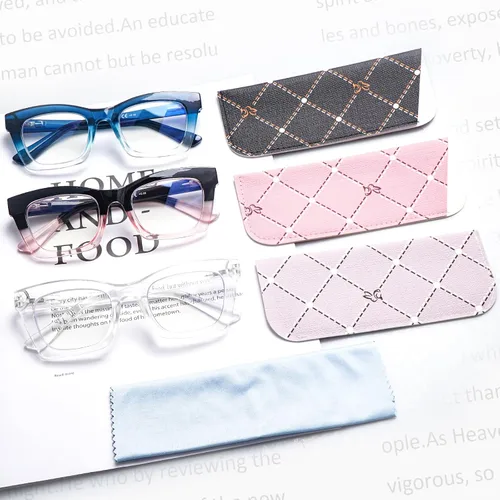 Miniatura 7 de SIGVAN - Paquete de 6 gafas de lectura estilo Oprah con bloqueo de luz azul, montura cuadrada, bisagra de resorte para computadora para mujeres y 3