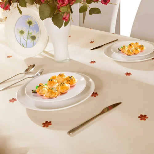 Miniatura 5 de Wewoch Mantel decorativo de encaje con estampado floral rojo, resistente al agua, sin arrugas y a las manchas, mantel de tela para cocina, 60 x 84