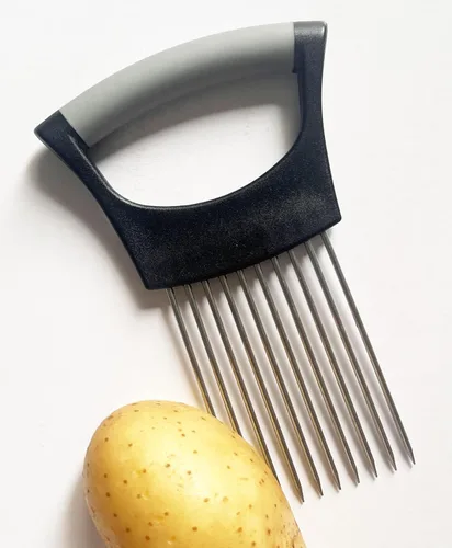 Miniatura 2 de Soporte de cebolla para rebanar cebolla, herramienta auxiliar de picador de cocina, cortador de verduras con cubierta protectora para tomate, limón