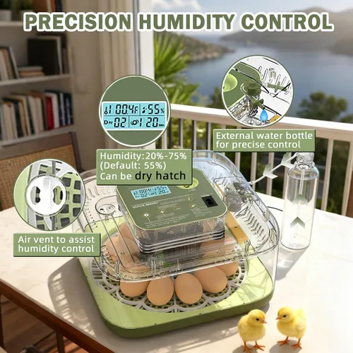 Miniatura 3 de XOTTI Incubadora para incubar huevos, 12 incubadoras de huevos con control de temperatura y humedad, girador automático, vela, visualización de 360°