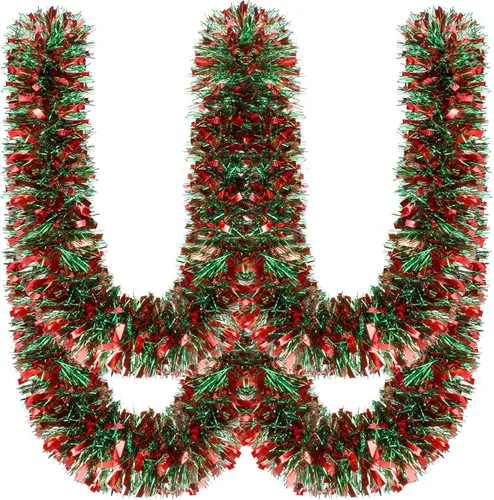 Miniatura 13 de Dingion - Guirnaldas de oropel de Navidad de 59 pies, guirnalda metálica con torsión colgante, adornos para árbol de Navidad, suministros