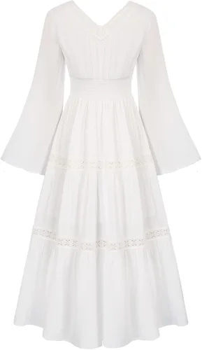 Miniatura 2 de Scarlet Darkness Vestido renacentista para mujer, vestido pirata, campesino, mangas acampanadas, vestidos largos con vuelo