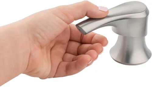 Miniatura 10 de Grifo de cocina Pfister Miri con rociador extraíble y dispensador de jabón, manija única, arco alto, acabado de acero inoxidable Spot Defense, Spot