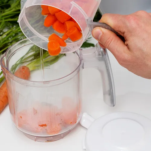 Miniatura 4 de Taza y cuchilla de repuesto con cesta de vapor para máquina de alimentos EVLA'S Baby - Blanco