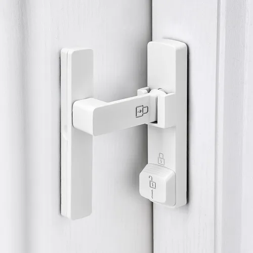 Miniatura 16 de INIRET Cerradura de puerta de granero negra de 180 grados, cerradura de puerta abatible, cerradura de puerta de aleación de zinc, protege