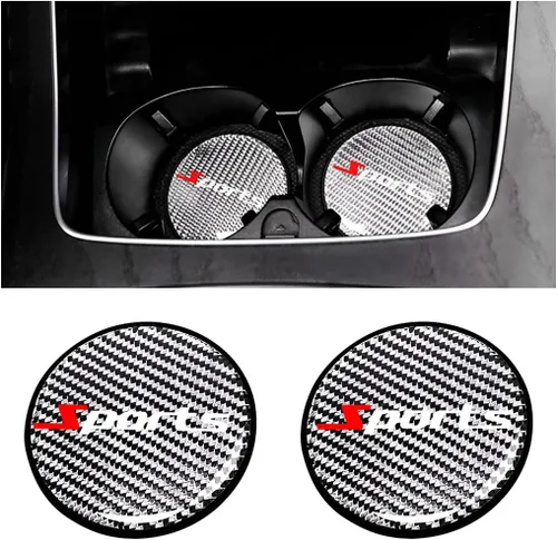 Miniatura 9 de BESULEN - Juego de 2 portavasos para automóvil de fibra de carbono, antideslizantes, insertados, universales de 2.75 pulgadas, almohadillas