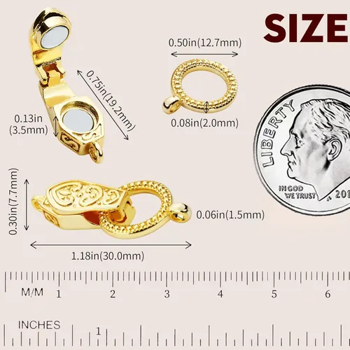 Miniatura 2 de OHINGLT Cierres y cierres magnéticos plegables de latón chapado en oro y plata de 18 quilates con convertidor de imán de bucle para hacer joyas