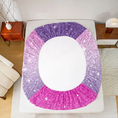 Miniatura 3 de Erosebridal Juego de ropa de cama de lentejuelas con purpurina y estrellas, sábanas de bolsillo profundo arcoíris y galaxia espacial, sábana bajera