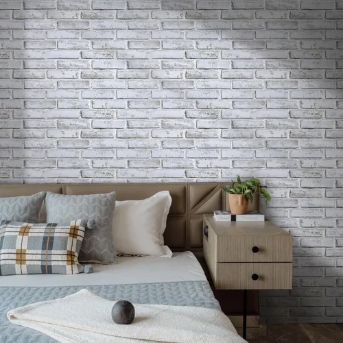 Miniatura 7 de COMSTICKC 3D Whitewash Faux Brick Wall Panel Peel and Stick Wall Covering, 12 Pcs of 22.8" x 11.8", 3D Brick Wall Stickers, UrltraLight PVC Self