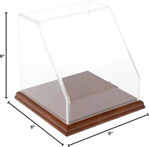 Miniatura 2 de Plymor Vitrina frontal inclinada de acrílico transparente con base de madera dura, 6 "x 6" x 6