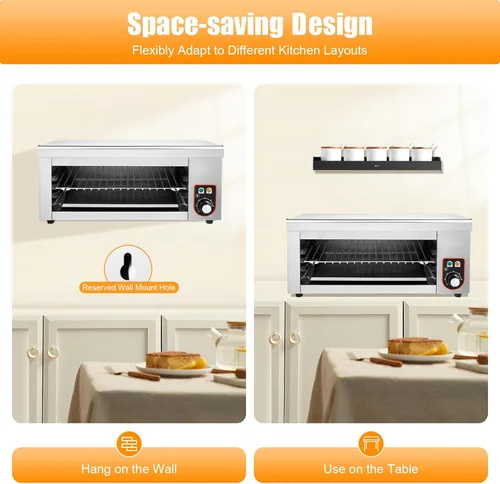 Miniatura 7 de Horno eléctrico de una sola pared, horno tostador de convección de 1500 W, capacidad media, hornear, asar, freír al aire, tostar, mantener el calor
