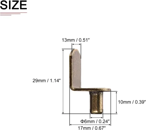 Miniatura 2 de DTGN Clavija de soporte para estante en L de 0.24 x 0.39 pulgadas (DXL), paquete de 50 unidades, ideal para estantes de muebles, clavijas de soporte