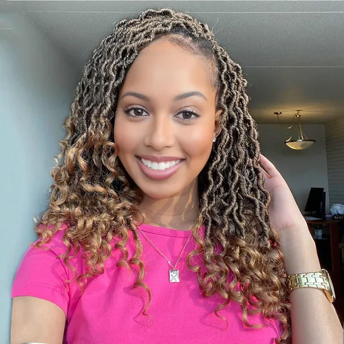 Miniatura 10 de Karida Rastas de cabello sintético de ganchillo de 18 pulgadas, 8 paquetes de cabello de ganchillo preanudado de diosa, rastas sintéticas onduladas