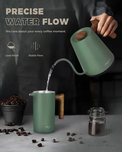 Miniatura 6 de POLIVIAR Hervidor Eléctrico de Cuello de Cisne, 1350W Hervidor Eléctrico para Té con Mango de Patrón de Madera, 34oz Hervidor Eléctrico Vertedor