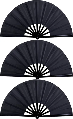 JOHOUSE 3 ventiladores de mano grandes plegables, ventiladores rave de 13 pulgadas, ventilador plegable chino para mujer, plegable, baile de línea,