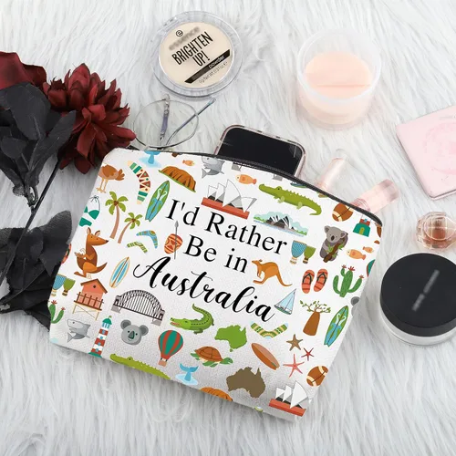 Miniatura 4 de PWHAOO Australia Travel Travel Gift I'd Rather Be in Australia Bolsa de maquillaje Australia Viaje Vacaciones Bolsa de cosméticos Australia Regalo