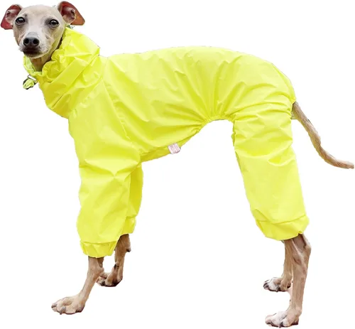 Miniatura 46 de D Doggy Star - Suéter de galgo italiano de cuello de tortuga, conjunto de mono de vellón cálido, ropa de Whippet para perro (XL, azul marino Pkt)