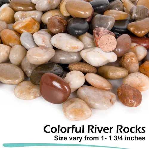Miniatura 2 de GASPRO Rocas de río naturales de 8 libras para paisajismo, rocas decorativas para plantas en macetas y acuarios, piedras de río pulidas