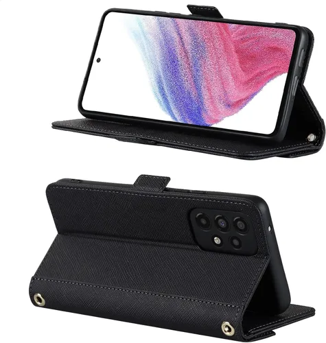 Miniatura 5 de Funda cruzada para Samsung Galaxy A53 5G con correa de cordón ajustable, soporte para tarjeta de crédito de 6.3 pulgadas, bolso de mano de piel