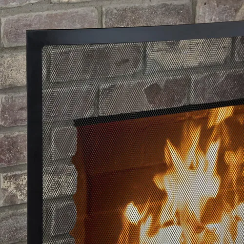 Miniatura 4 de UniFlame, S-1042, pantalla negra curvada de la chimenea del hierro forjado del solo panel