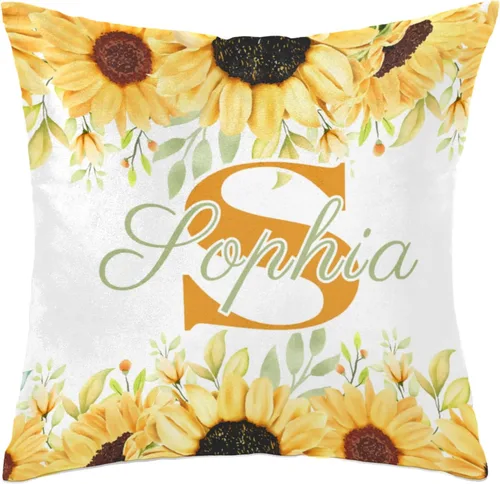 Miniatura 17 de Funda de almohada con nombre, funda de almohada personalizada con flores, funda de almohada cuadrada, regalos de cumpleaños para mamá, sofá, cama
