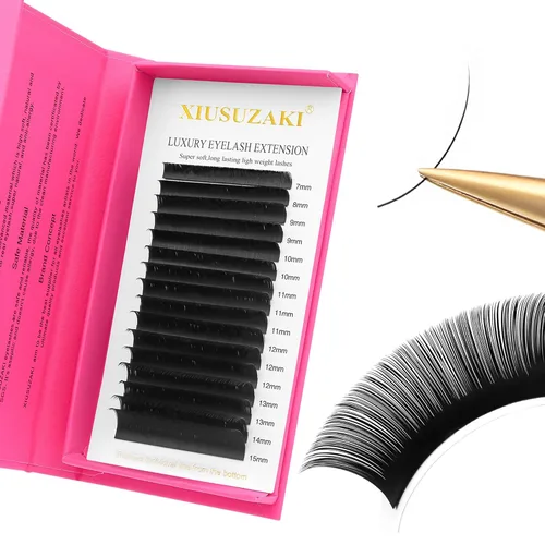 Extensiones de pestañas de 0.001 in de grosor, extensiones de pestañas de volumen, rizo CC, mezcla de pestañas de 0.276-0.591 in, pesta como pelo a