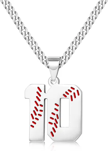 Miniatura 66 de Btysun Collares de béisbol de béisbol número 0-99 dijes de acero inoxidable para hombres, regalos de béisbol, papá, marido, regalo de Navidad
