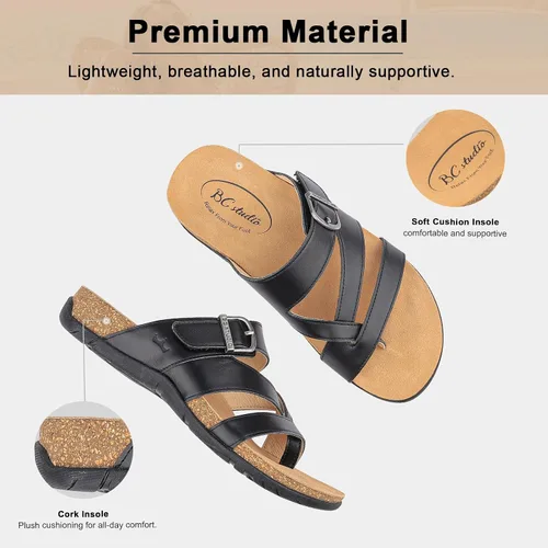 Miniatura 5 de BCSTUDIO Women's Orthopedic Flip Flop Sandals with Arch Support Comfortable Orthotic Summer Walking Casual Dressy Leather Flat Sandals for Women