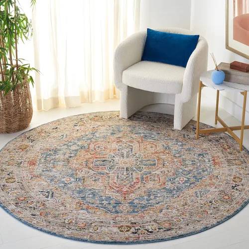 Miniatura 10 de SAFAVIEH Silverado Collection - Alfombra para pasillo, 2 x 8 pies, azul y óxido, diseño vintage envejecido, no desprende pelusa y de fácil cuidado