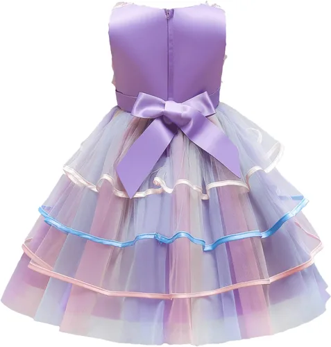 Miniatura 2 de NNJXD Vestido de niña de las flores para niños con volantes vestidos de novia de fiesta de encaje