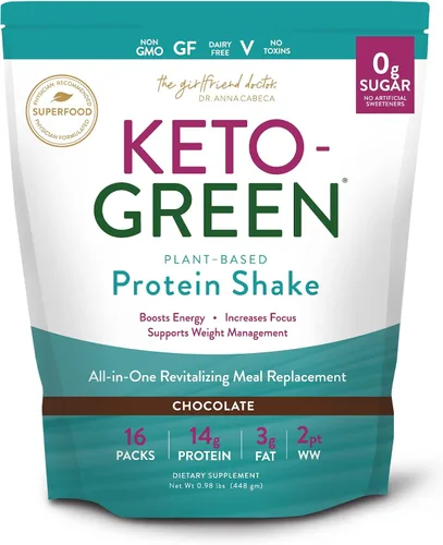 VIDAPURA Batido de proteína Keto-Green por la Dra. Anna Cabeca - Proteína vegana de chocolate para mujeres - 16 porciones - Alcalino, a base de 16