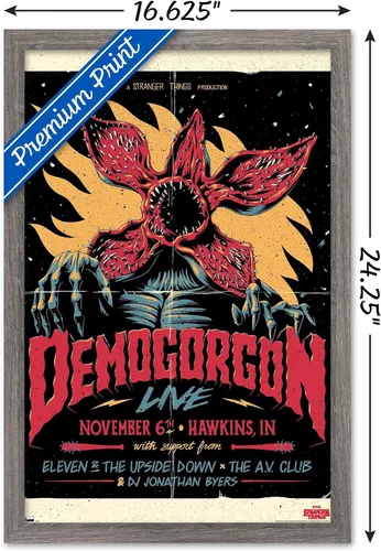 Miniatura 3 de Netflix Stranger Things - Póster de pared en vivo Demogorgon, 22.4 pulgadas de largo x 14.7 pulgadas de ancho, versión enmarcada de madera de granero