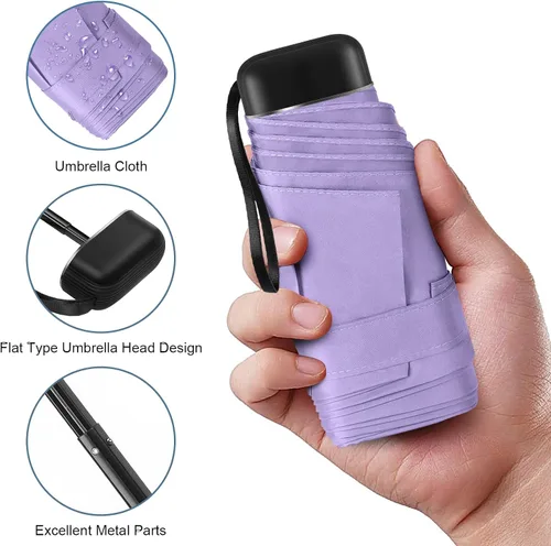 Miniatura 4 de LEAGERA Paraguas de viaje compacto con estuche, mini paraguas para bolso, diseño pequeño, ligero y pequeño, perfecto para sombrilla al aire libre