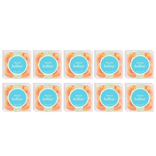 Miniatura 11 de Sugarfina Peach Bellini - Cubo de caramelo pequeño, gomitas, 3.6 onzas, 1 unidad