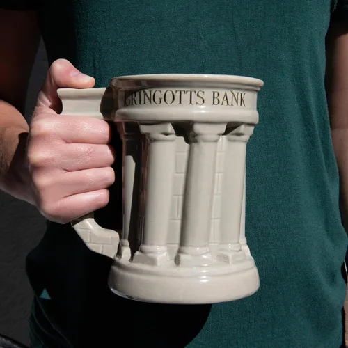 Miniatura 6 de Harry Potter Gringotts Bank - Taza grande de 30 onzas, jarra de cerveza con tapa de cerámica con licencia oficial, para café, té, cerveza