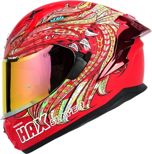 Miniatura 4 de HAX Obsidian Pro Full Face Dual Visor Adult Motorcycle Helmet for Motorbike Street Bike with Pinlock Ready DOT Approved Obsidian Pro Slayer Rojo