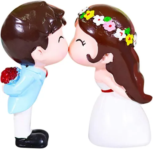 Homoyoyo Magdalena 1 par de figuras miniatura para parejas, muñecas de pareja de besos, mini resina para niños y niñas, muñecas de boda para