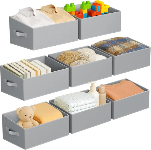 Miniatura 77 de DIMJ Contenedores de almacenamiento trapezoidales para ropa, 4 paquetes organizadores de armario y cestas de almacenamiento, cestas plegables