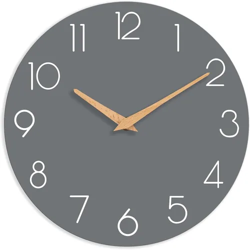 Miniatura 10 de cicininc Reloj de pared gris silencioso sin tictac, relojes de pared decorativos a pilas para dormitorio, cocina, hogar, oficina, escuela, hotel