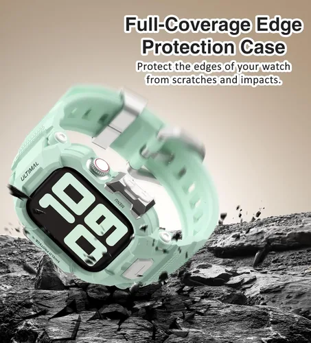 Miniatura 24 de ULTIMAL - Correa resistente con estuche para Apple Watch de 44 mm, correa protectora a prueba de golpes de grado militar para hombres, correa