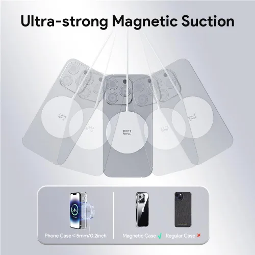 Miniatura 3 de Minthouz Cargador inalámbrico magnético rápido de 15 W, almohadilla de carga segura Mag compatible con iPhone 17 Pro Max/17 Pro/17, iPhone Plateado