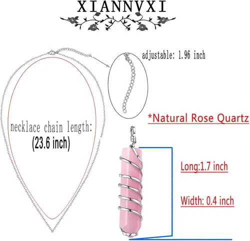 Miniatura 5 de XIANNVXI Collar hecho a mano con alambre envuelto en cristal colgante de cristal curativo natural, collares de piedras preciosas de cuarzo reiki