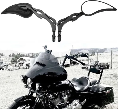 Espejos retrovisores negros de 8 mm en forma de lágrima para motocicletas, compatibles con Road King, Street, Electra Glide, Road Glide, Dyna,