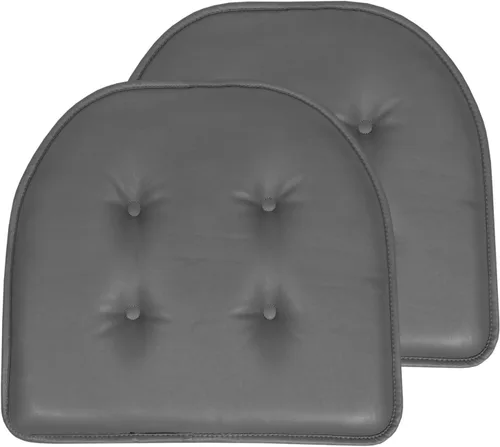 Miniatura 74 de Sweet Home Collection - Cojín de espuma viscoelástica para silla con capitoné, antideslizante, parte trasera de goma, en forma de U, 17 x 16 Piel