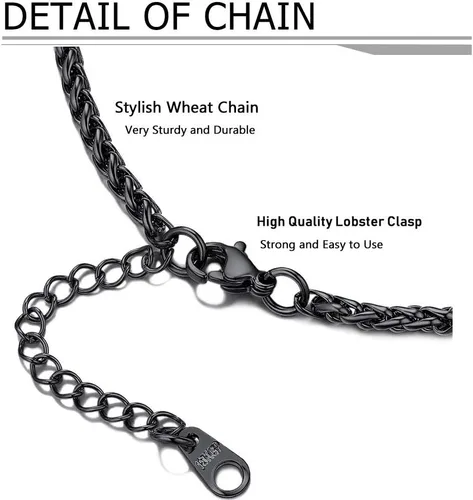 Miniatura 6 de PROSTEEL Collar de acero inoxidable con diente de tiburónpulpolobo para hombres y mujeres, tono negrodoradoplateado, collar punk rock, ajustable