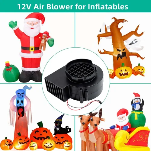 Miniatura 7 de Soplador de aire para inflables de 12V 1.2A con ventilador de repuesto de 3 luces LED para decoración inflable de jardín, patio, Halloween, Navidad