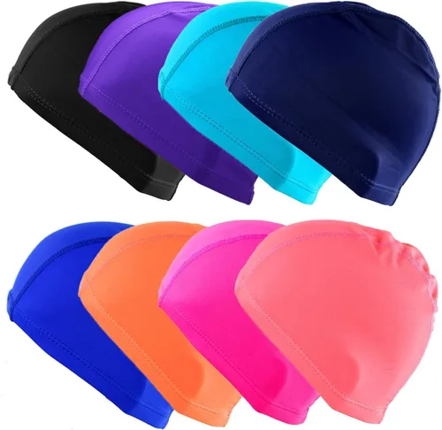 8 gorras de natación para adultos, gorro de natación no impermeable, gorro de baño para adultos, hombres y mujeres, con pelo corto y largo, color