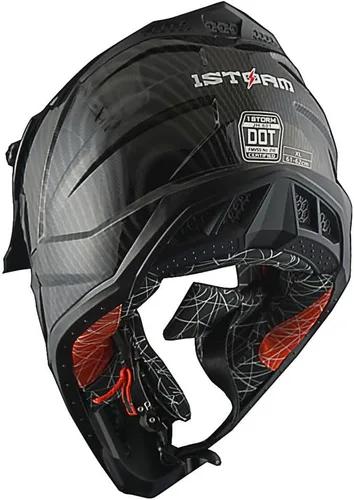 Miniatura 5 de 1Storm - Casco de motocross para adulto ATV Dirt Bike BMX MX de estilo de pista en montaña JH601; de fibra de carbono negro