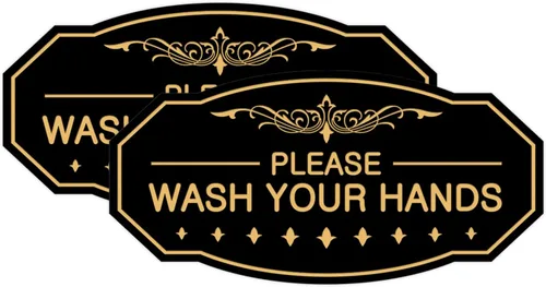 Miniatura 27 de Signs ByLITA Letrero de Victorian Please Wash Your Hands (plata cepillada) - Grande Brushed Silver